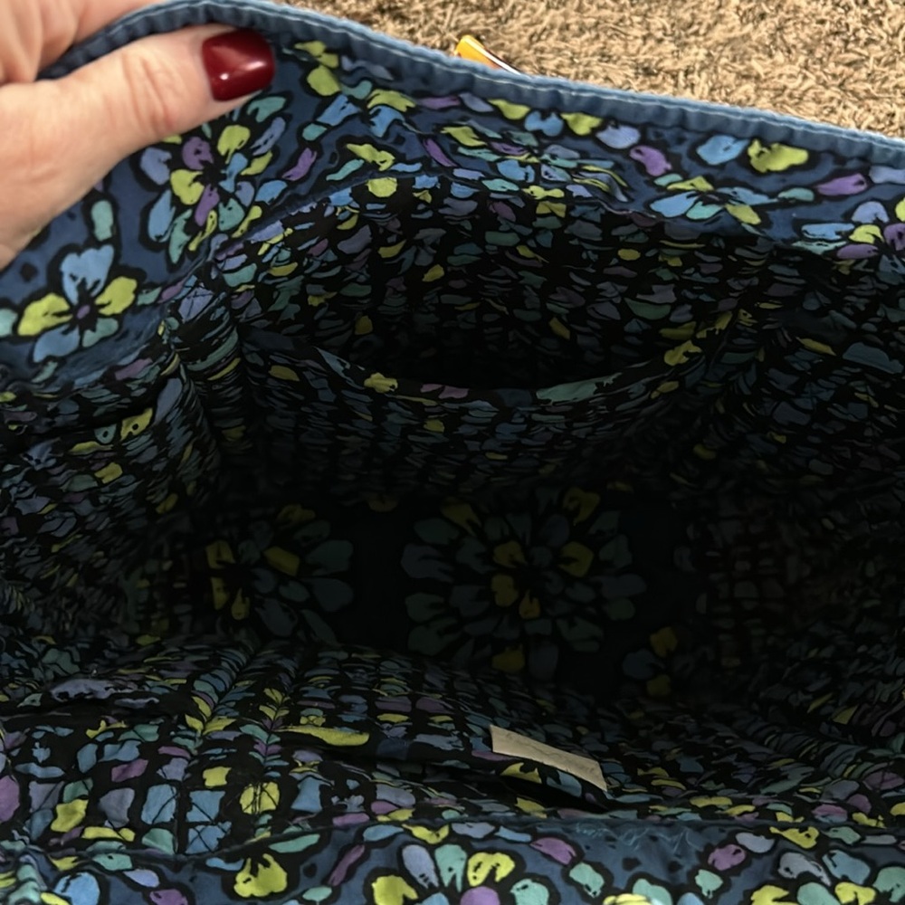 Vera Bradley shoulder bag w/matching wallet. Blue/purple/lime green - Picture 5 of 9